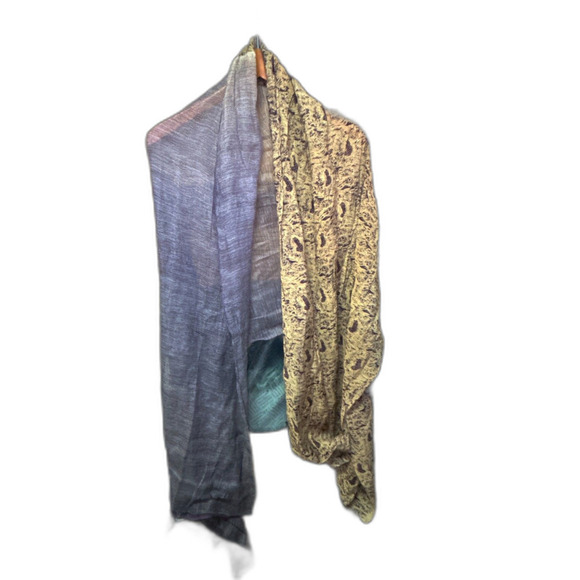 Reversible Paisley Print Scarf Silk and Cotton Blend - Picture 2 of 6